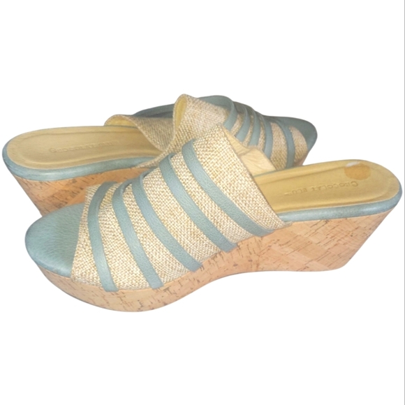 Chocalat Blu Wapi Women's Textile Leather Tan & Turquoise Platform Sandals 9 - Picture 5 of 9